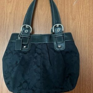 Coach Soho Shopper Black Canvas Logo Bag